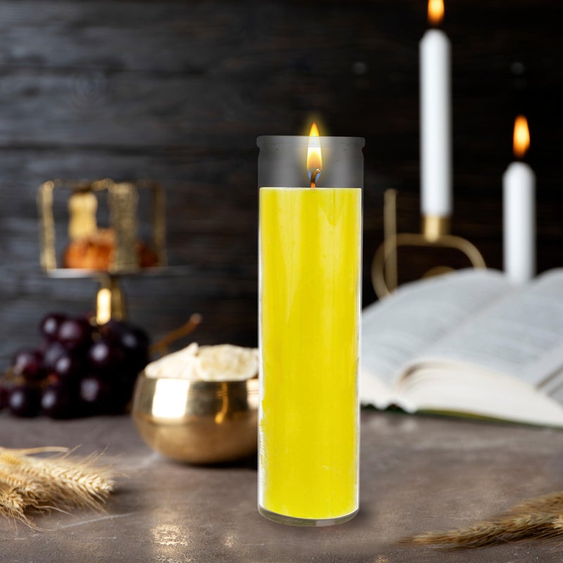 Mega Candles 6 pcs Unscented Yellow 7 Day Glass Container Devotional Prayer Candles, Premium Wax Candle 2 Inch x 8 Inch, Sanctuary, Vigils, Prayers, Blessings, Religious, Memorials, Remembrance - Image 4